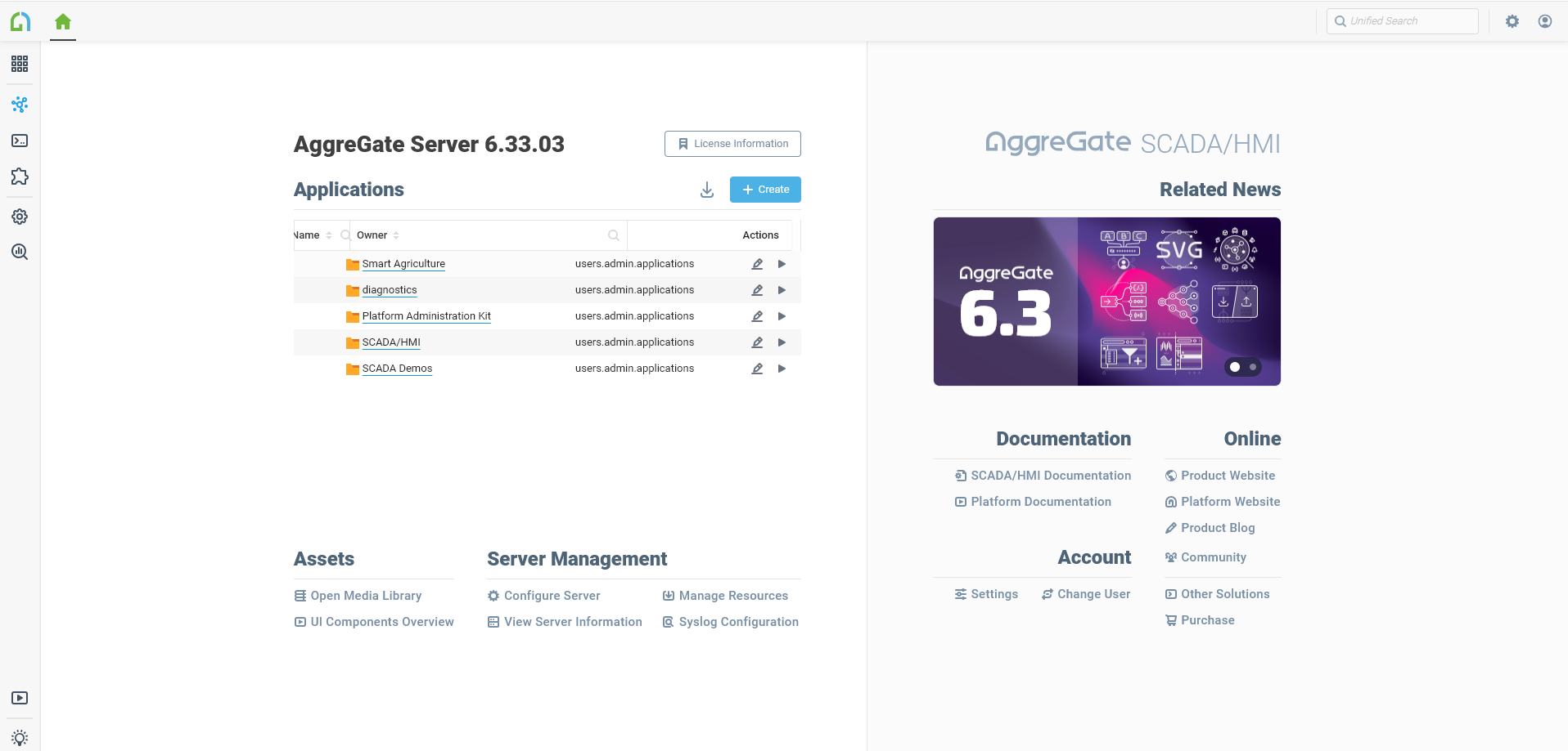 New Release of AggreGate SCADA/HMI 6.34: Home Page